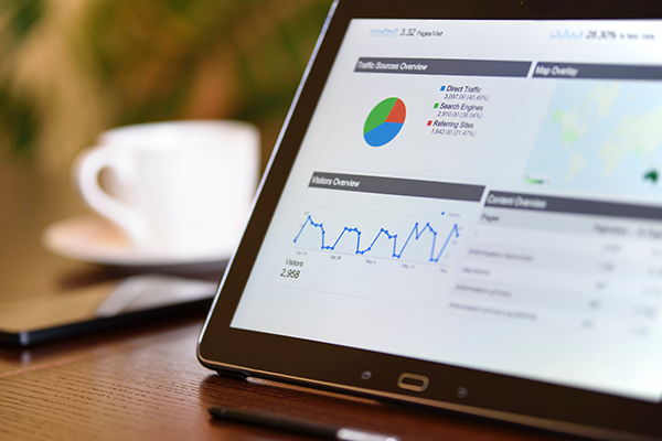 Laptop displaying a business dashboard